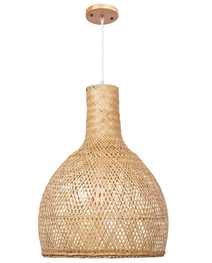 Lámpara SAMOA, colgante, pantalla de bambú natural trenzado