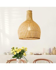 Lámpara SAMOA, colgante, pantalla de bambú natural trenzado