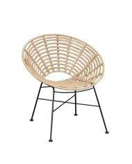 Sillón CIDORA, metal, ratán beige