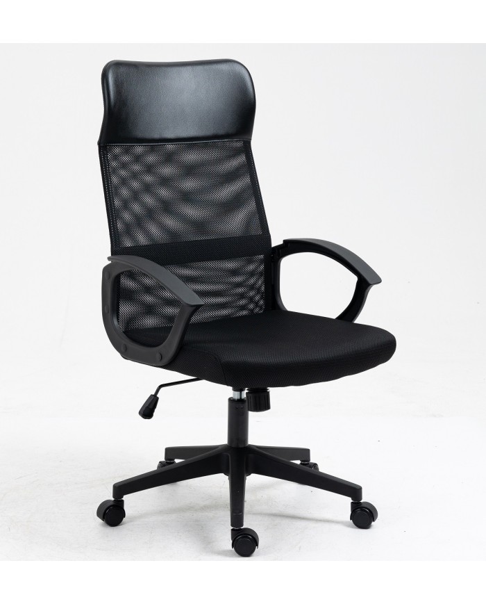 Sillón de oficina VERTON, negro, malla negra, asiento negro