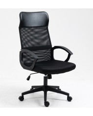 Sillón de oficina VERTON, negro, malla negra, asiento negro