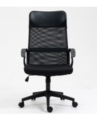 Sillón de oficina VERTON, negro, malla negra, asiento negro