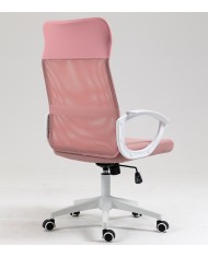 Sillón de oficina VERTON, blanco, malla y asiento rosa