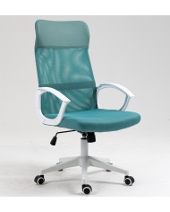 Sillón de oficina VERTON, blanco, malla y asiento verde