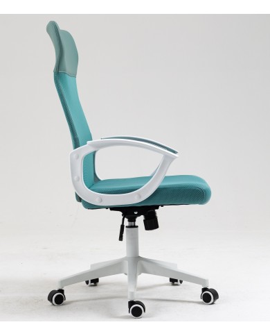 Sillón de oficina VERTON, blanco, malla y asiento verde