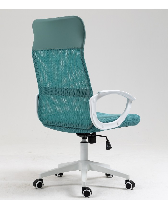 Sillón de oficina VERTON, blanco, malla y asiento verde