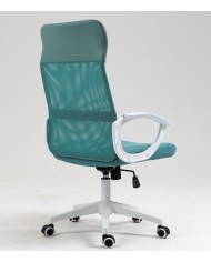 Sillón de oficina VERTON, blanco, malla y asiento verde