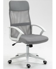 Sillón de oficina VERTON, blanco, malla y asiento gris