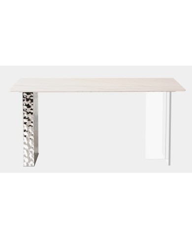 Mesa VENETO, acero inoxidable, acrílico, tapa de cerámica, 160 x 90 cms