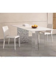 Mesa VENETO, acero inoxidable, acrílico, tapa de cerámica, 160 x 90 cms