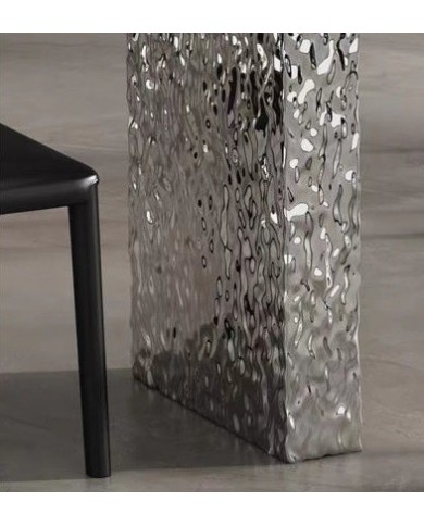 Mesa VENETO, acero inoxidable, acrílico, tapa de cerámica, 160 x 90 cms