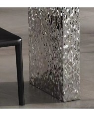 Mesa VENETO, acero inoxidable, acrílico, tapa de cerámica, 160 x 90 cms