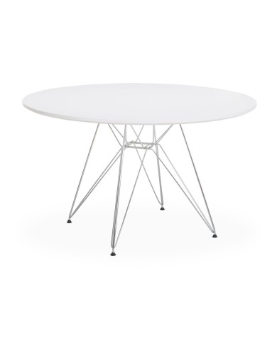 Mesa STAR, cromada, lacada blanca, 120 cms de diámetro