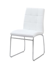 Silla BERTA, cromada, similpiel blanca