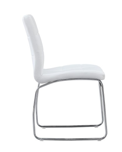 Silla BERTA, cromada, similpiel blanca