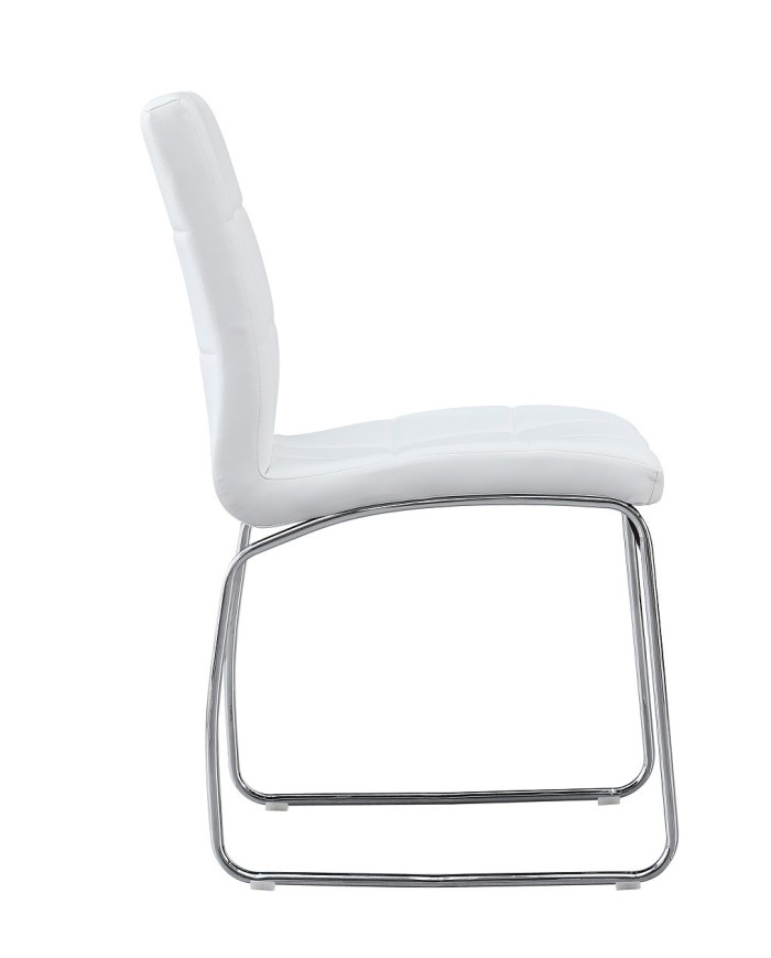 Silla BERTA, cromada, similpiel blanca