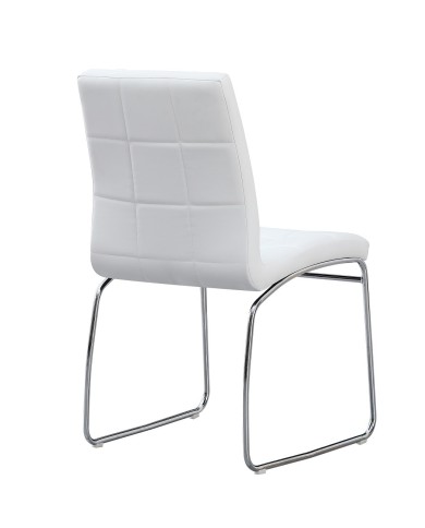 Silla BERTA, cromada, similpiel blanca