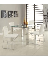 Silla BERTA, cromada, similpiel blanca