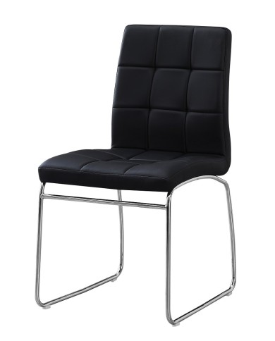 Silla BERTA, cromada, similpiel negra