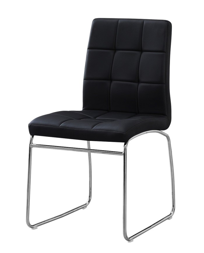 Silla BERTA, cromada, similpiel negra