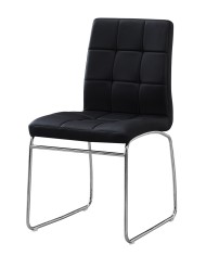 Silla BERTA, cromada, similpiel negra