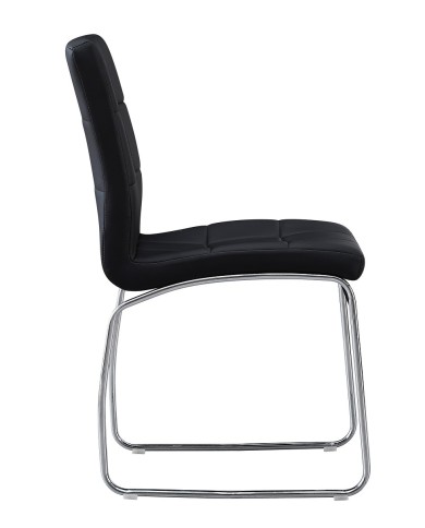 Silla BERTA, cromada, similpiel negra