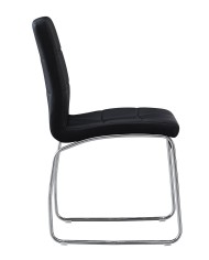 Silla BERTA, cromada, similpiel negra