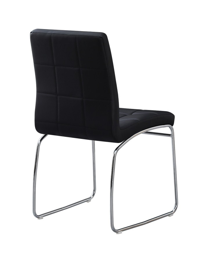 Silla BERTA, cromada, similpiel negra