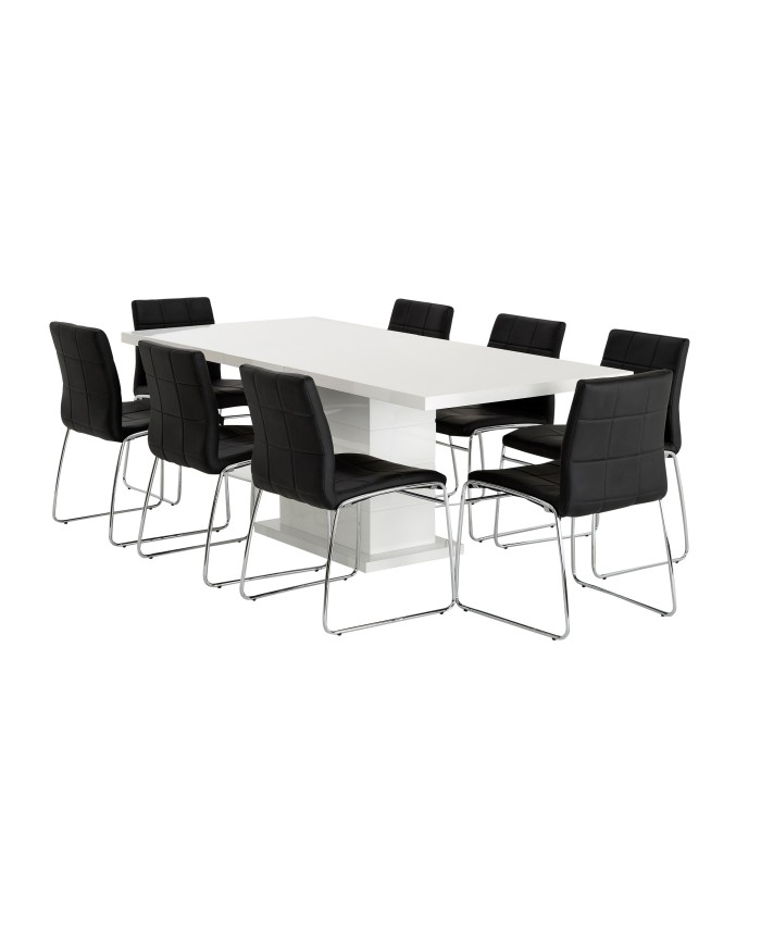 Silla BERTA, cromada, similpiel negra