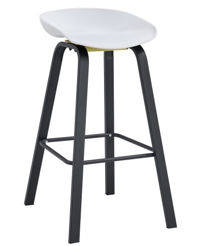 Taburete DANTE NEW (SU), metal negro, polipropileno blanco