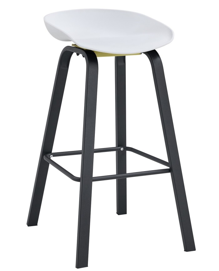 Taburete DANTE NEW (SU), metal negro, polipropileno blanco