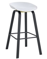 Taburete DANTE NEW (SU), metal negro, polipropileno blanco