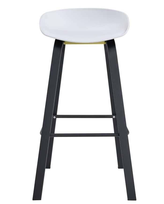 Taburete DANTE NEW (SU), metal negro, polipropileno blanco