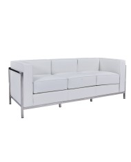 Sofá LOBBY, 3 plazas, acero inoxidable, similpiel blanca