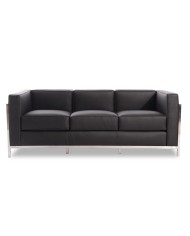 Sofá LOBBY, 3 plazas, acero inoxidable, similpiel negra