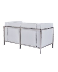 Sofá LOBBY, 2 plazas, acero inoxidable, similpiel blanca