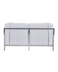 Sofá LOBBY, 2 plazas, acero inoxidable, similpiel blanca