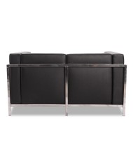 Sofá LOBBY, 2 plazas, acero inoxidable, similpiel negra