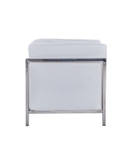 Sillón LOBBY, acero inoxidable, similpiel blanca