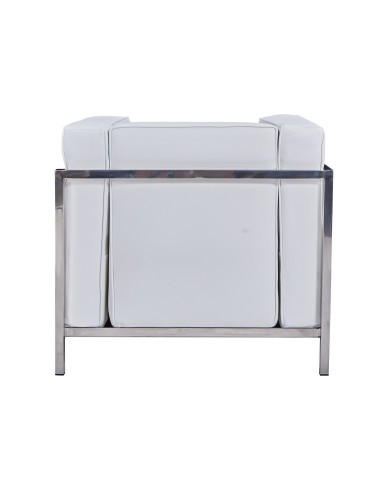 Sillón LOBBY, acero inoxidable, similpiel blanca