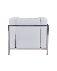 Sillón LOBBY, acero inoxidable, similpiel blanca
