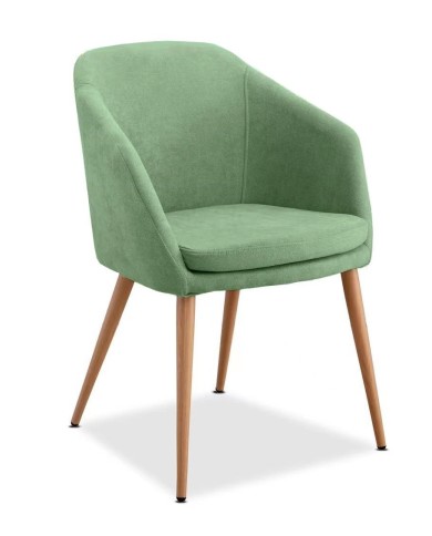 Sillón LART, metal, tapizado tejido linen verde claro