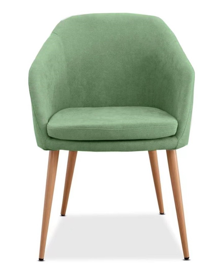 Sillón LART, metal, tapizado tejido linen verde claro