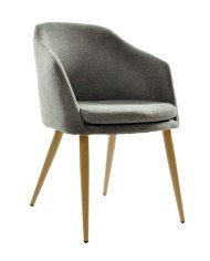 Sillón LART, metal, tapizado tejido linen gris oscuro