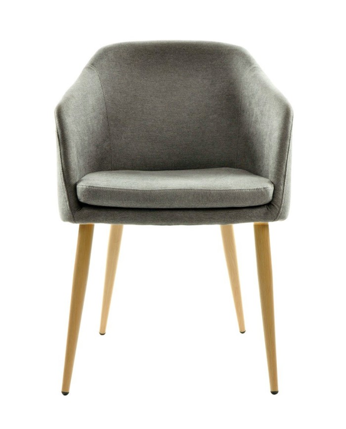 Sillón LART, metal, tapizado tejido linen gris oscuro
