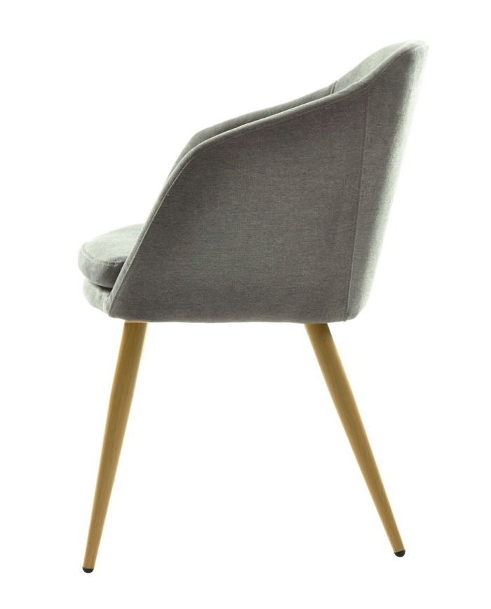 Sillón LART, metal, tapizado tejido linen gris oscuro