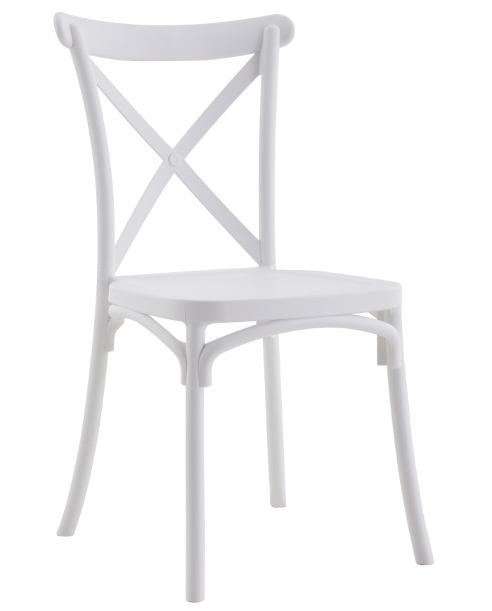Silla CORFÚ, apilable, tratamiento anti UV, polipropileno blanco
