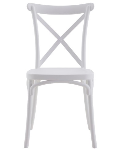 Silla CORFÚ, apilable, tratamiento anti UV, polipropileno blanco