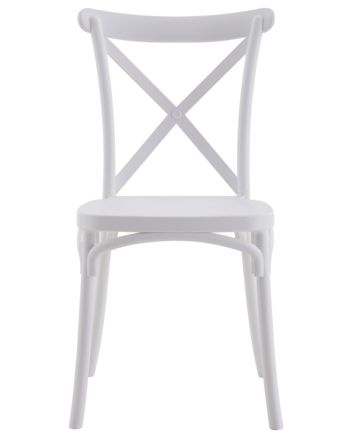 Silla CORFÚ, apilable, tratamiento anti UV, polipropileno blanco