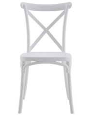 Silla CORFÚ, apilable, tratamiento anti UV, polipropileno blanco